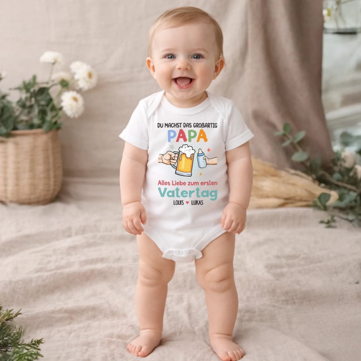 Personalisierte Babybody – Geschenk zum ersten Vatertag – Du bist ein großartiger Papa