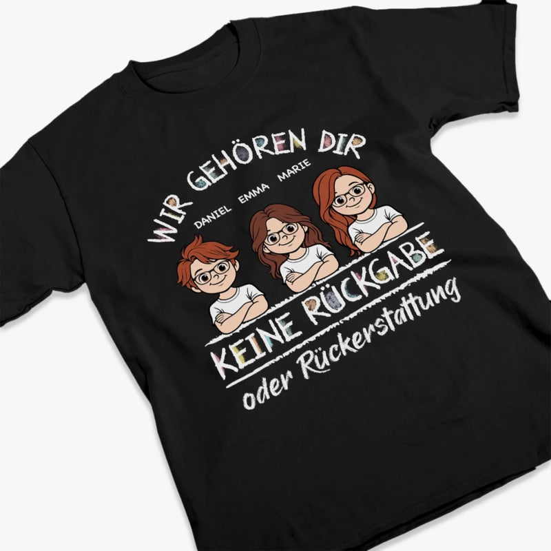 Personalisiertes Unisex-T-Shirt – Geschenk für Papa, Mama – Keine Rückgabe oder Rückerstattung