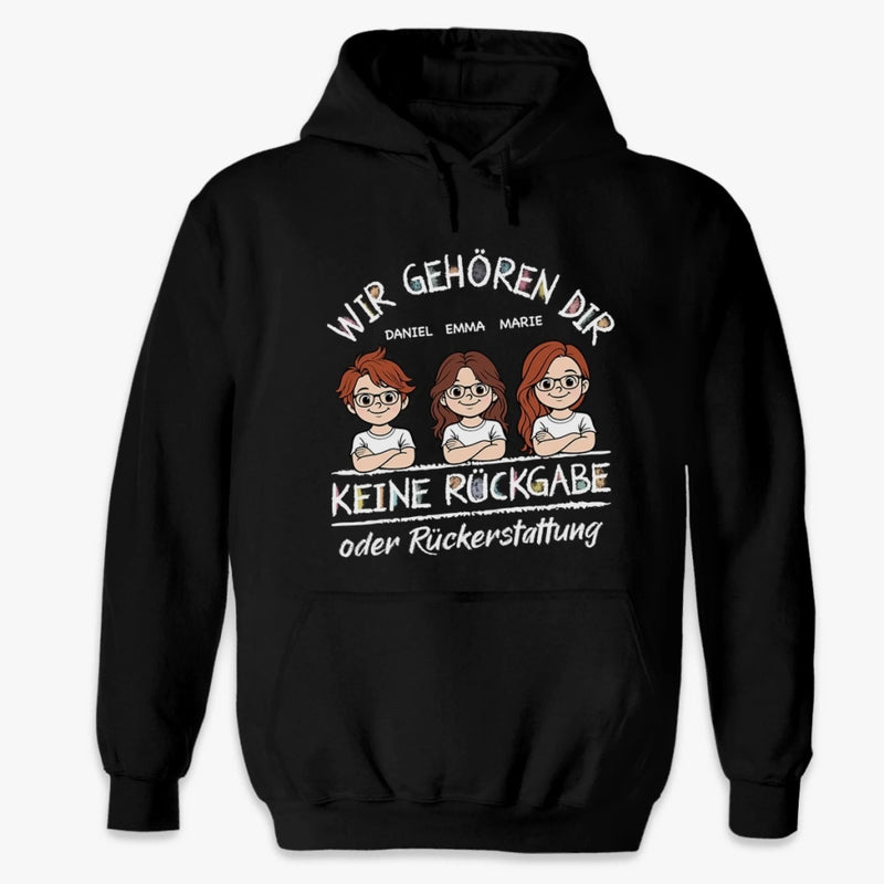Personalisiertes Unisex-T-Shirt – Geschenk für Papa, Mama – Keine Rückgabe oder Rückerstattung