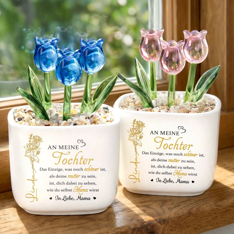 Personalisierte ewige Tulpen im Glas – Geschenk für Tochter – Für immer an deiner Seite