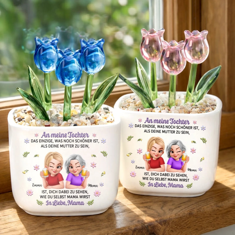 Personalisierte ewige Tulpen im Glas – Geschenk für Tochter – So stolz auf dich als Mama