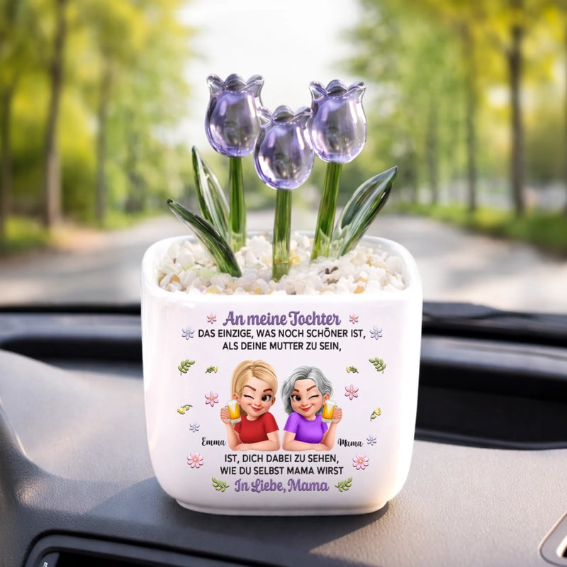 Personalisierte ewige Tulpen im Glas – Geschenk für Tochter – So stolz auf dich als Mama