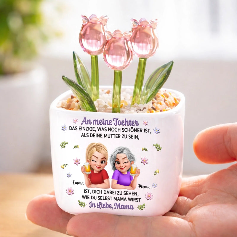 Personalisierte ewige Tulpen im Glas – Geschenk für Tochter – So stolz auf dich als Mama
