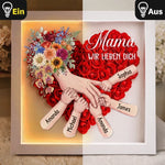 Personalisierter Blumen-Shadowbox - Geschenke Für Mama, Oma - Wir Lieben Dich