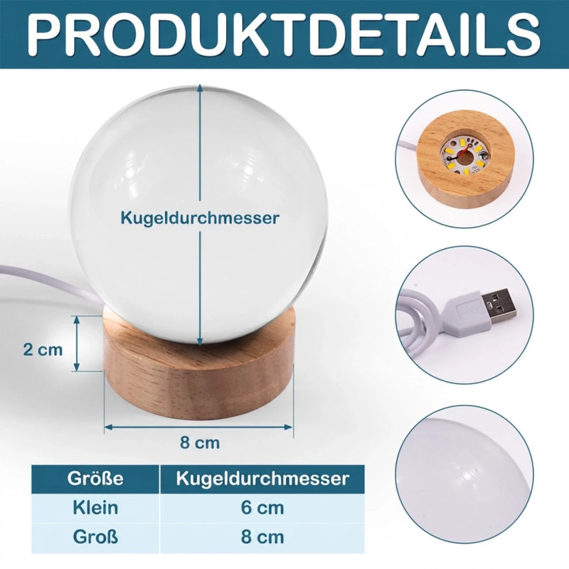 Personalisierte Kristallkugellampe mit Foto –  Geschenk Für Paar - Aus Dir Und Mir Ein Wir Wurde