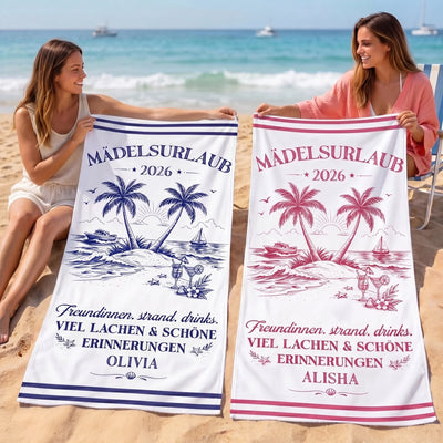 Personalisiertes Strandtuch – Geschenk für Freundinnen & Schwestern – Sommer Vibes den ganzen Tag