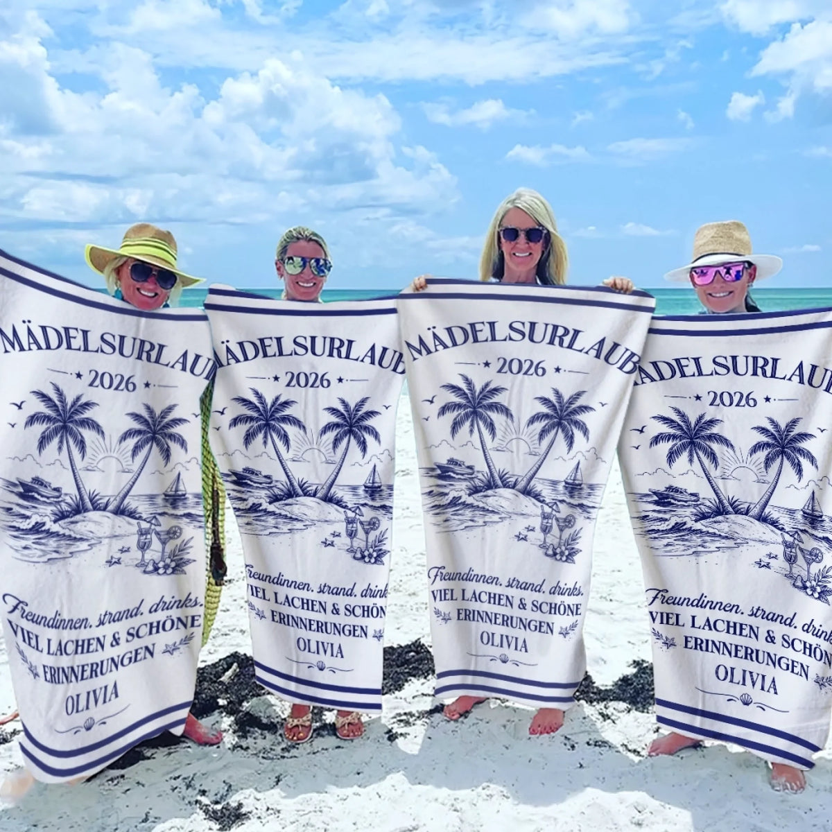 Personalisiertes Strandtuch – Geschenk für Freundinnen & Schwestern – Sommer Vibes den ganzen Tag