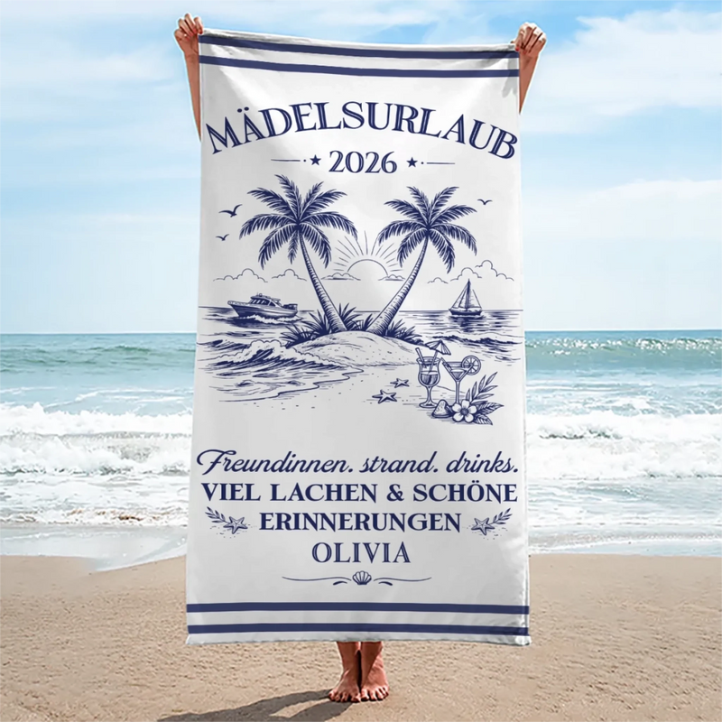 Personalisiertes Strandtuch – Geschenk für Freundinnen & Schwestern – Sommer Vibes den ganzen Tag