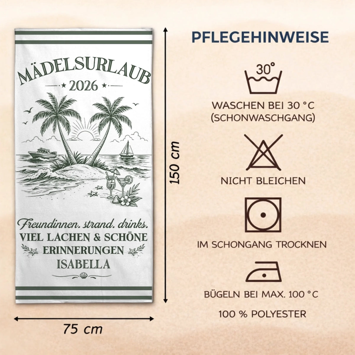 Personalisiertes Strandtuch – Geschenk für Freundinnen & Schwestern – Sommer Vibes den ganzen Tag
