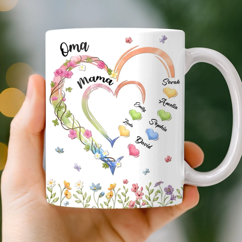 Personalisierte Tasse – Geschenk für Mama, Oma – Omas Garten der Liebe