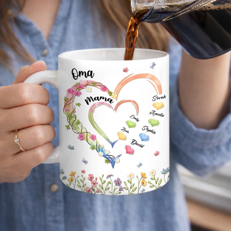 Personalisierte Tasse – Geschenk für Mama, Oma – Omas Garten der Liebe