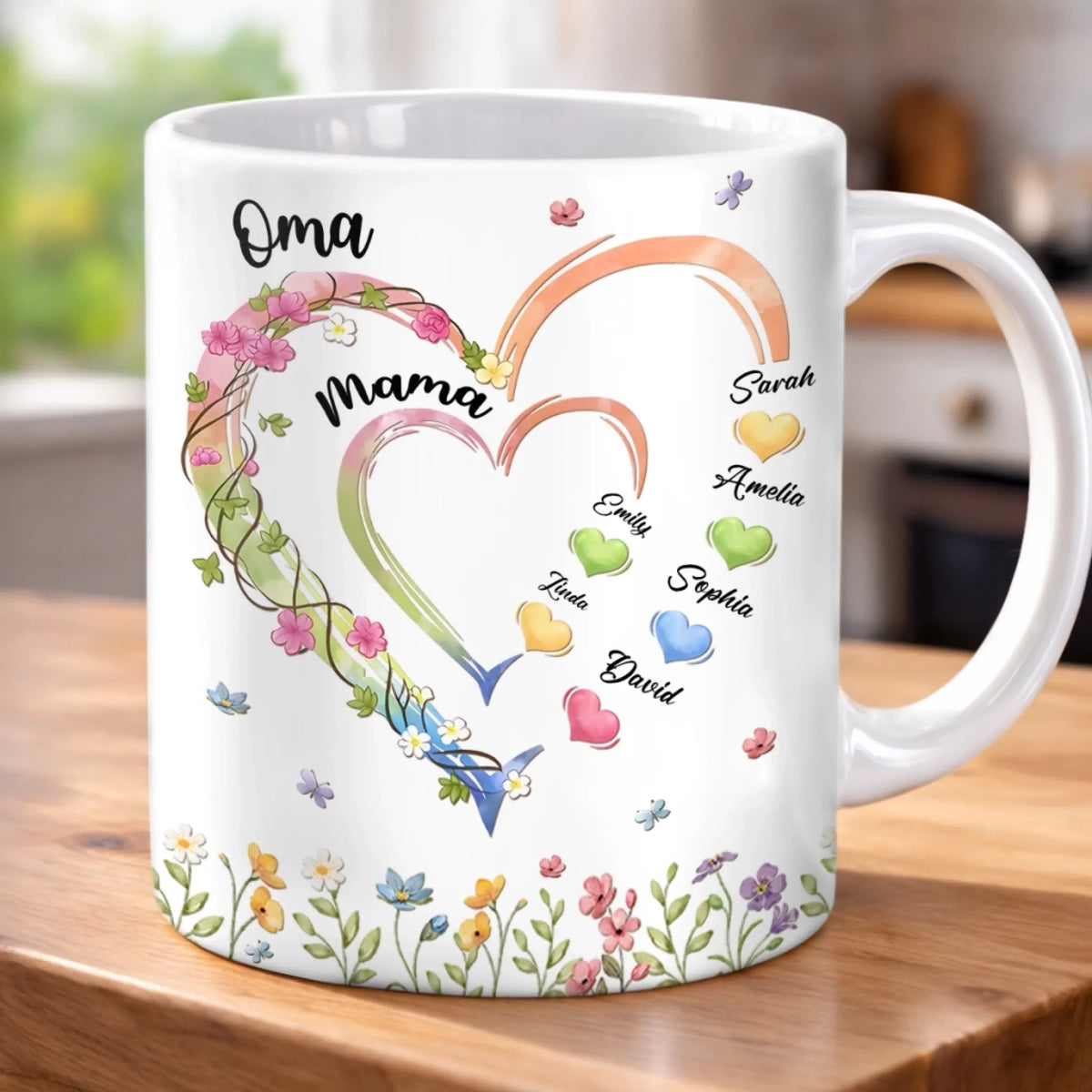 Personalisierte Tasse – Geschenk für Mama, Oma – Omas Garten der Liebe