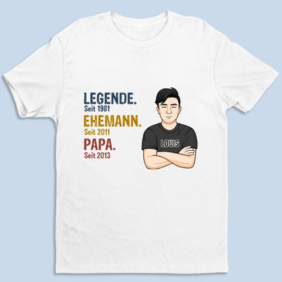 Personalisiertes Unisex-T-Shirt – Geschenke für Papa, Opa – Mein Papa ist eine Legende