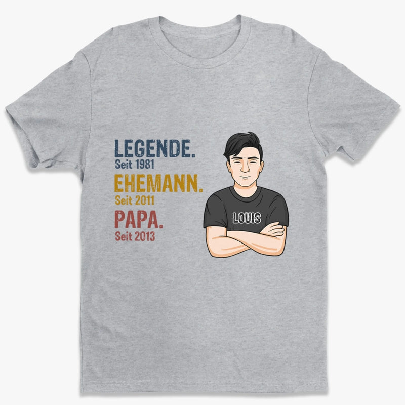 Personalisiertes Unisex-T-Shirt – Geschenke für Papa, Opa – Mein Papa ist eine Legende