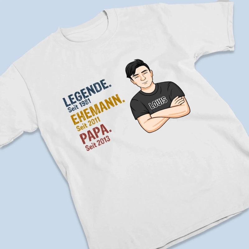 Personalisiertes Unisex-T-Shirt – Geschenke für Papa, Opa – Mein Papa ist eine Legende