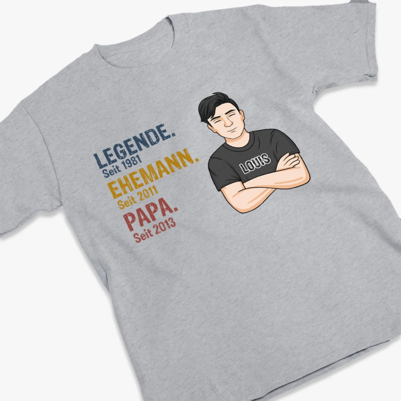Personalisiertes Unisex-T-Shirt – Geschenke für Papa, Opa – Mein Papa ist eine Legende