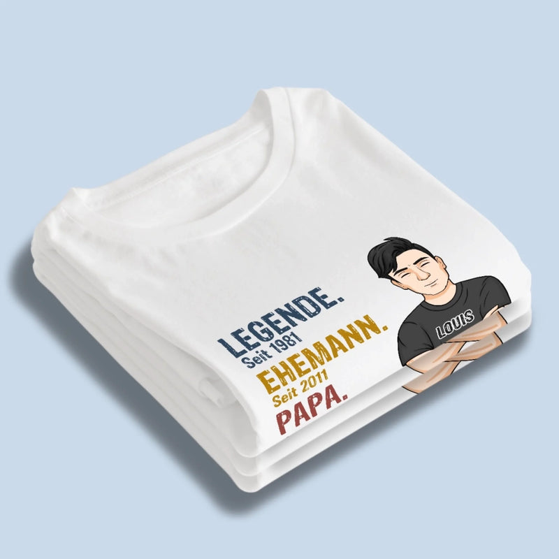 Personalisiertes Unisex-T-Shirt – Geschenke für Papa, Opa – Mein Papa ist eine Legende