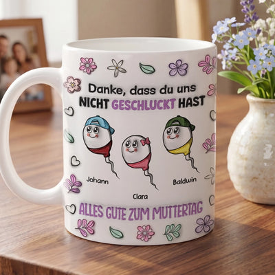 Personalisierte Tasse mit 3D-Effekt – Muttertagsgeschenk, lustiges Geschenk für Mama – Ohne mich läuft nichts