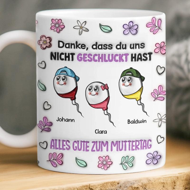 Personalisierte Tasse mit 3D-Effekt – Muttertagsgeschenk, Lustiges Geschenk für Mama – Ohne mich läuft nichts