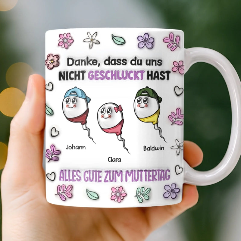 Personalisierte Tasse mit 3D-Effekt – Muttertagsgeschenk, Lustiges Geschenk für Mama – Ohne mich läuft nichts
