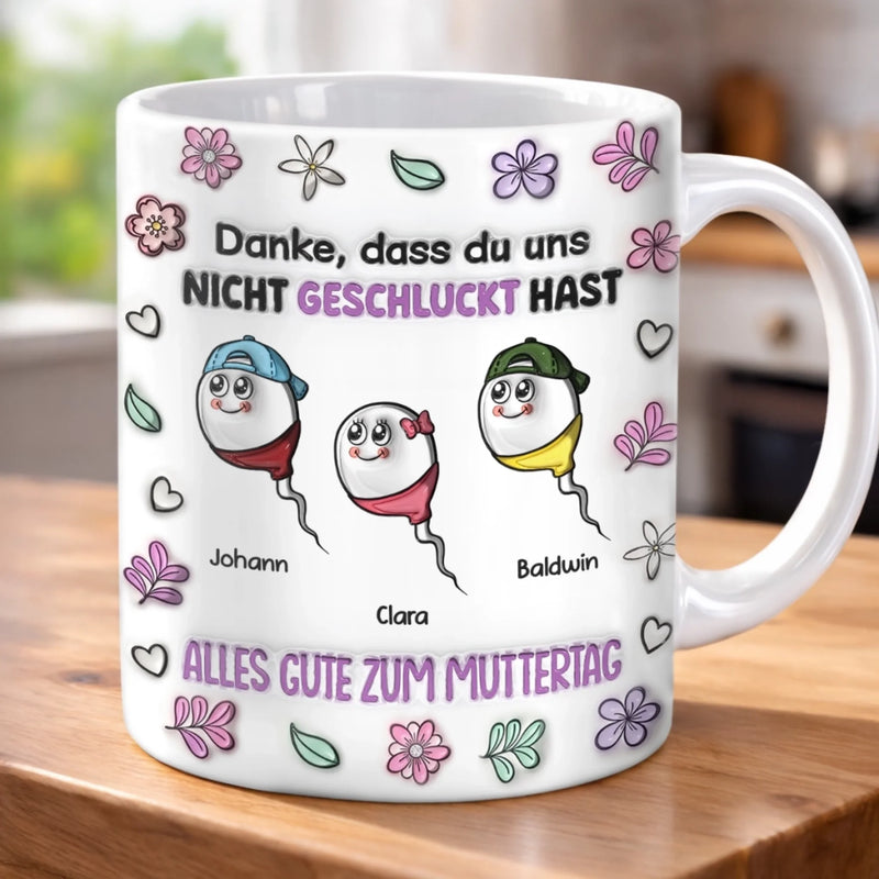 Personalisierte Tasse mit 3D-Effekt – Muttertagsgeschenk, Lustiges Geschenk für Mama – Ohne mich läuft nichts