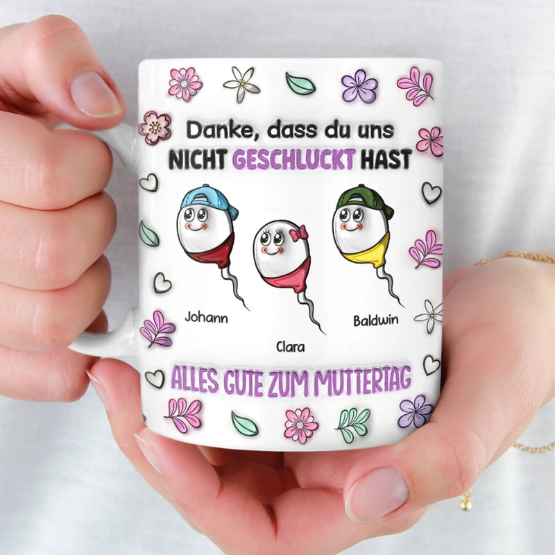 Personalisierte Tasse mit 3D-Effekt – Muttertagsgeschenk, Lustiges Geschenk für Mama – Ohne mich läuft nichts