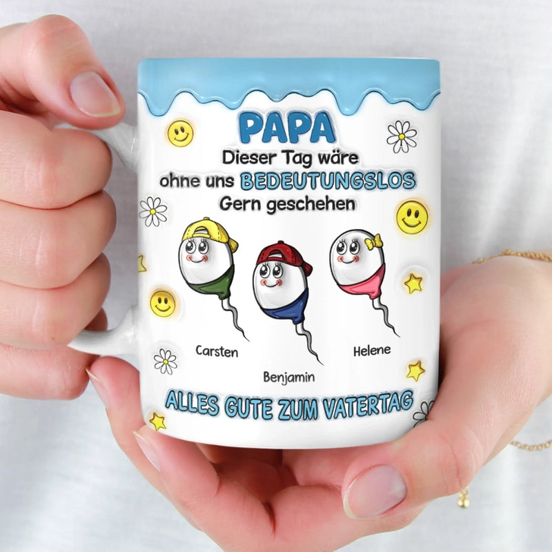 Personalisierte Tasse mit 3D-Effekt – Vatertagsgeschenke, Lustige Geschenke für Papa – Ohne Mich Nichts Los