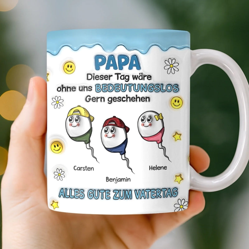 Personalisierte Tasse mit 3D-Effekt – Vatertagsgeschenke, Lustige Geschenke für Papa – Ohne Mich Nichts Los