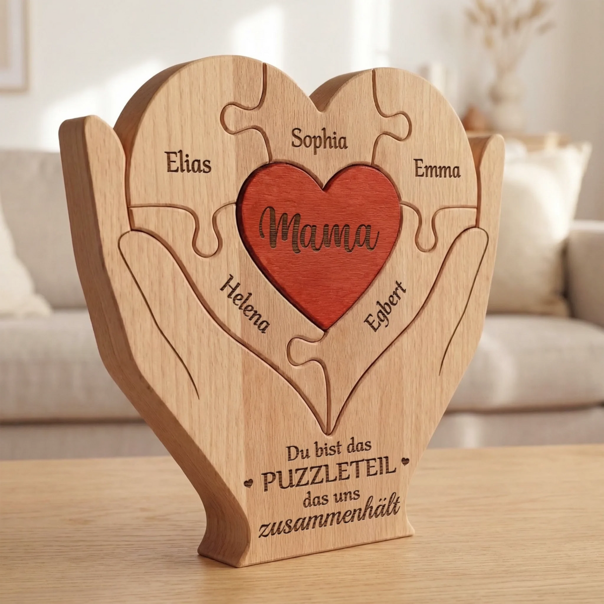 Personalisiertes Holzpuzzle – Geschenk für Mama, Oma – Du bist das fehlende Puzzleteil