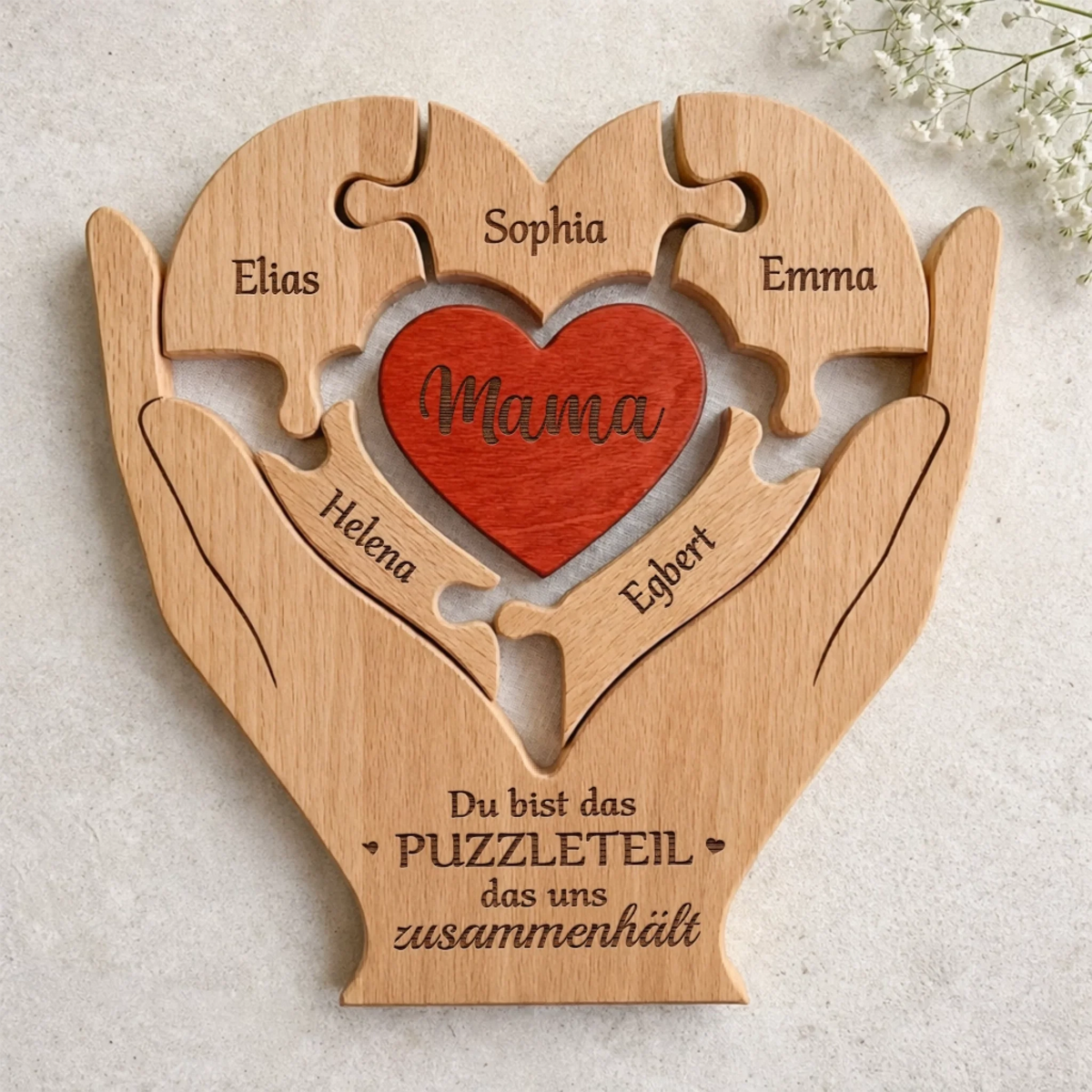 Personalisiertes Holzpuzzle – Geschenk für Mama, Oma – Du bist das fehlende Puzzleteil