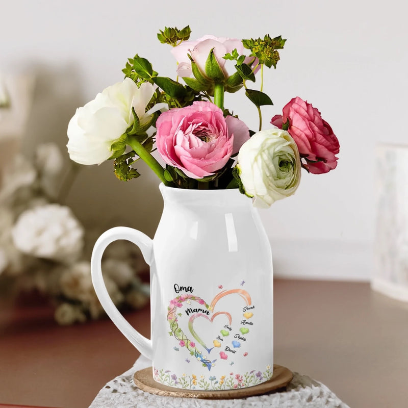 Personalisierte Blumenvase – Geschenk Für Mama, Oma – Unser Garten voller Liebe