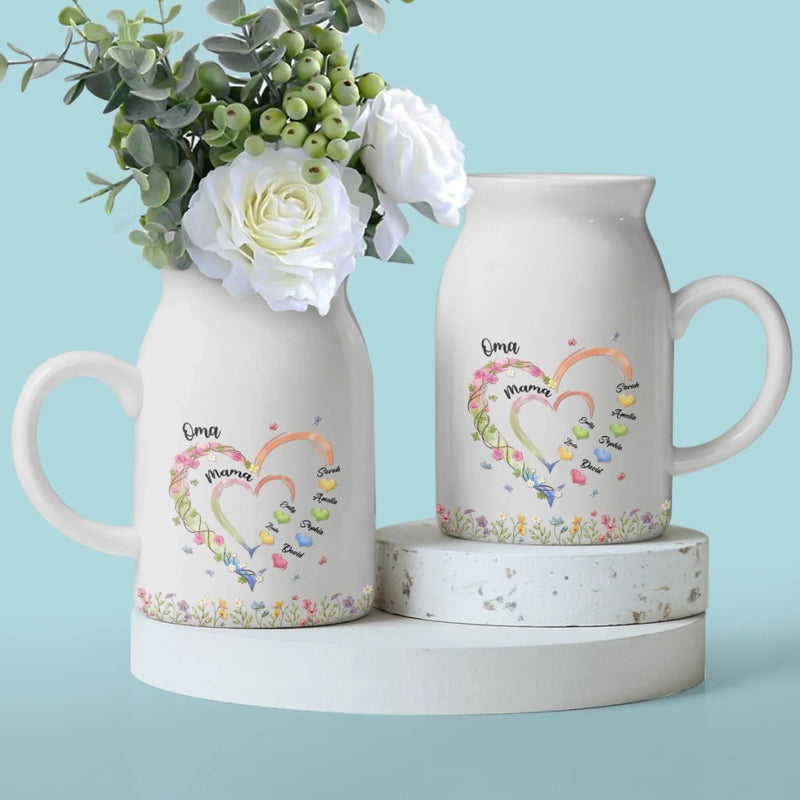 Personalisierte Blumenvase – Geschenk Für Mama, Oma – Unser Garten voller Liebe
