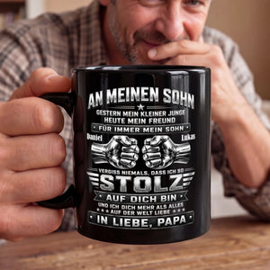 Personalisierte Schwarzer Tasse – Geschenk Für Sohn – Ich Bin So Stolz Auf Dich