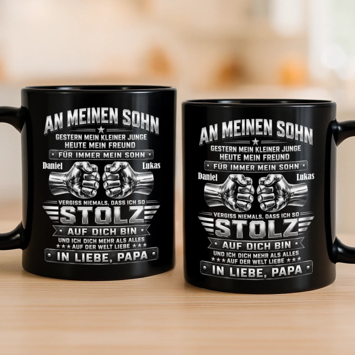 Personalisierte Schwarzer Tasse – Geschenk Für Sohn – Ich Bin So Stolz Auf Dich