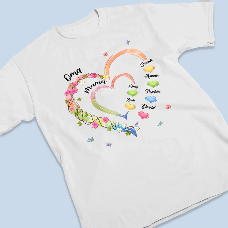 Personalisiertes Unisex-T-Shirt – Geschenk für Mama, Oma – Mamas Garten voller Liebe