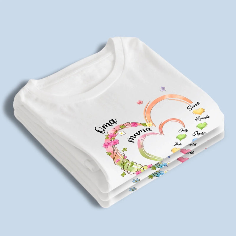 Personalisiertes Unisex-T-Shirt – Geschenk für Mama, Oma – Mamas Garten voller Liebe