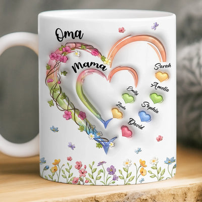 Personalisierte Tasse mit 3D-Effekt – Muttertagsgeschenk für Mama – Omas Garten voller Liebe