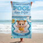 Personalisiertes Strandtuch – Geschenk für Freundinnen & Schwestern – Das Leben Ist Schöner Im Pool