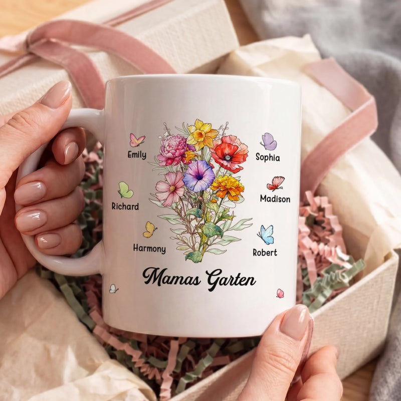 Personalisierte Tasse – Geschenk für Mama, Oma – Mamas Garten