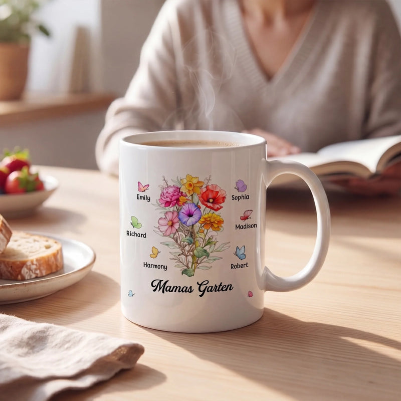 Personalisierte Tasse – Geschenk für Mama, Oma – Mamas Garten