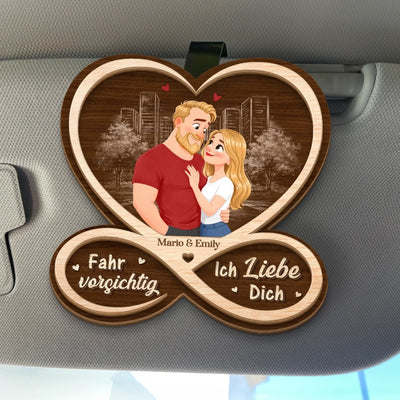 Personalisierte Sonnenblende Clip Fürs Auto - Hochzeitsgeschenke zum Jahrestag für Paar - Fahr vorsichtig, mein Herz