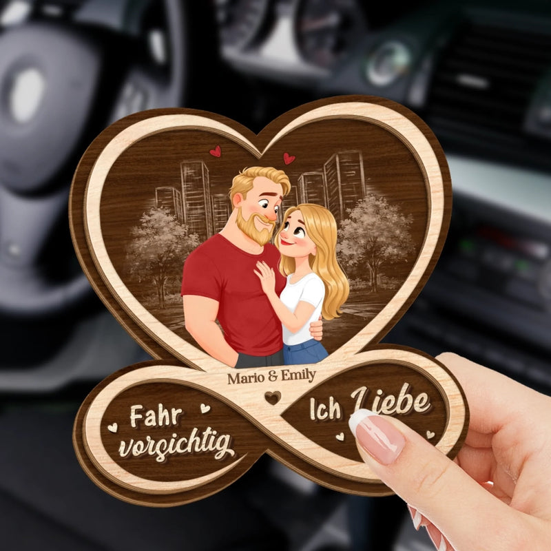 Personalisierte Sonnenblende Clip Fürs Auto - Hochzeitsgeschenke zum Jahrestag für Paar - Fahr vorsichtig, mein Herz