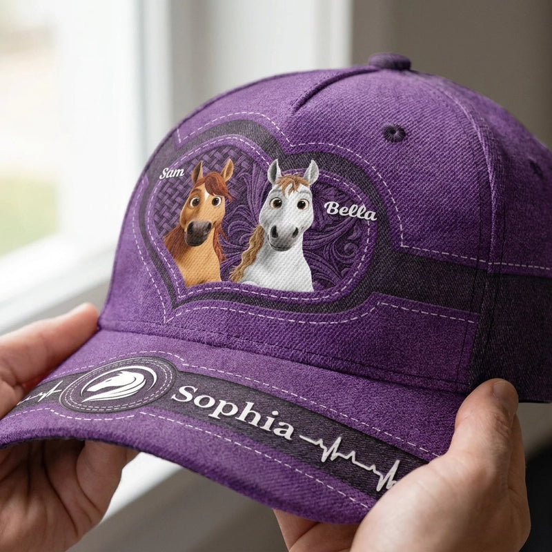 Personalisierte klassische Kappe mit Allover-print – Geschenk für Pferdeliebhaber – Reiten und Spaß
