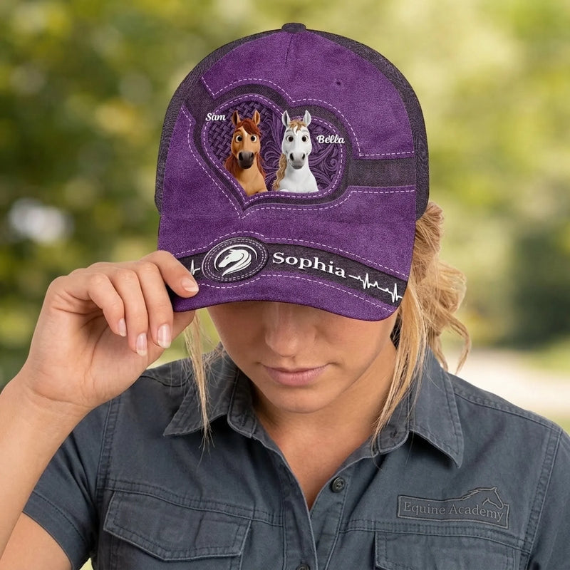 Personalisierte klassische Kappe mit Allover-print – Geschenk für Pferdeliebhaber – Reiten und Spaß