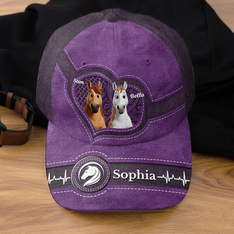 Personalisierte klassische Kappe mit Allover-print – Geschenk für Pferdeliebhaber – Reiten und Spaß