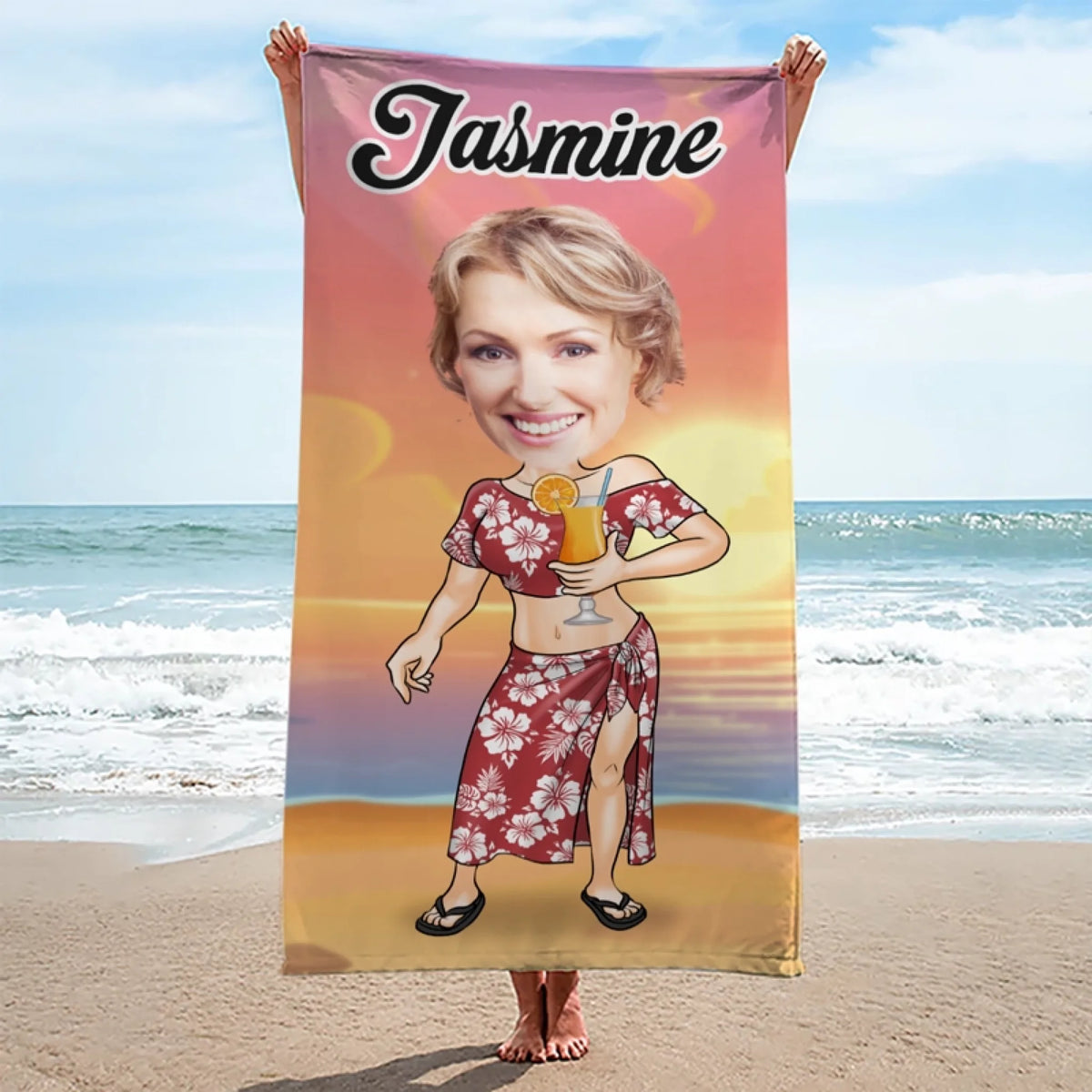 Personalisiertes Strandtuch – Geschenk für Mann & Frau – Leben im Pool