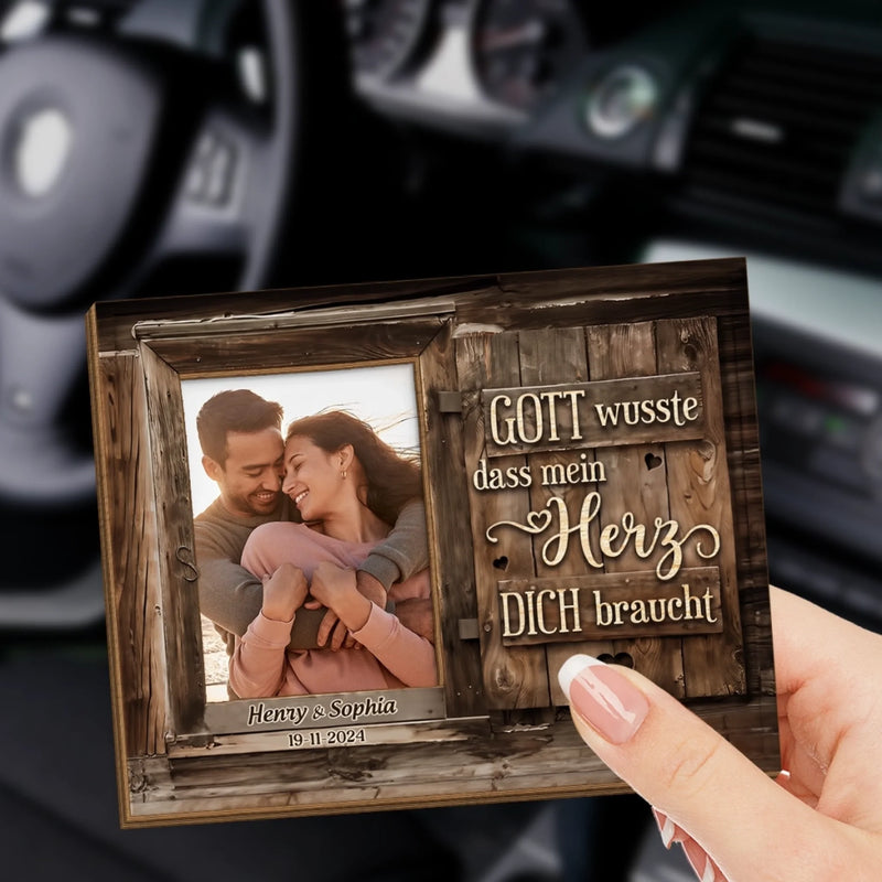 Personalisierte Sonnenblende Clip Fürs Auto mit Foto - Hochzeitsgeschenke zum Jahrestag für Paar – Du bist mein Herz