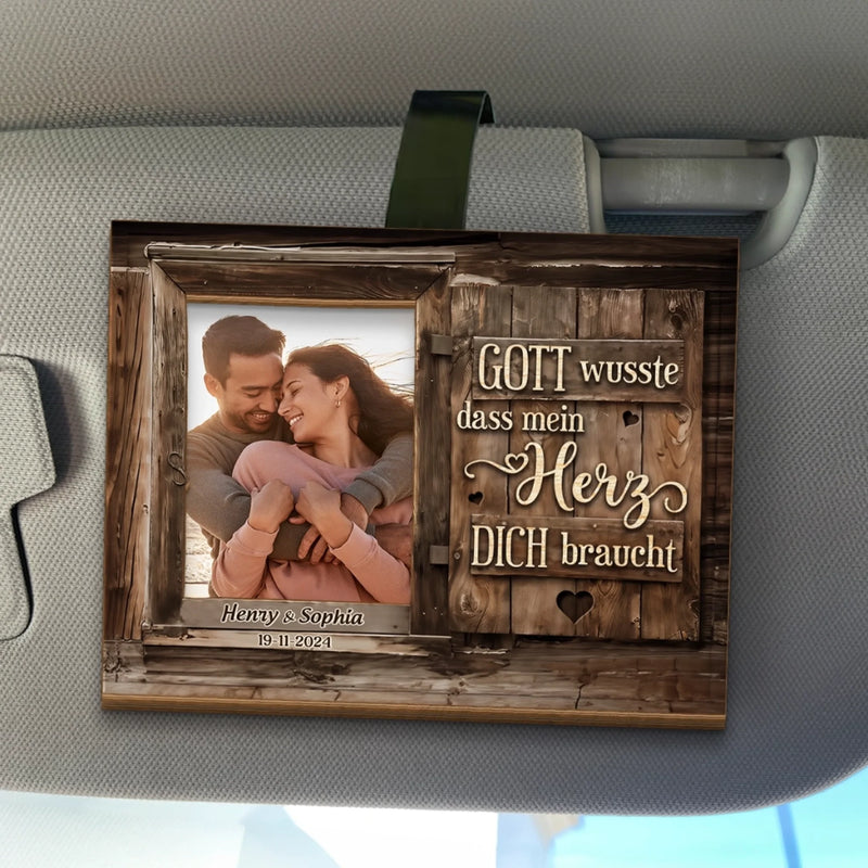 Personalisierte Sonnenblende Clip Fürs Auto mit Foto - Hochzeitsgeschenke zum Jahrestag für Paar – Du bist mein Herz