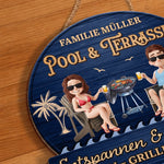 Personalisiertes Holzschild – Geschenk für Paare, Familie – Nur ein Pärchen und ein Pool