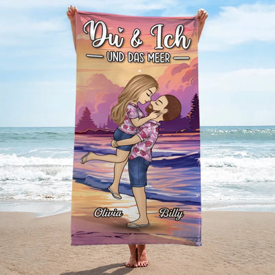 Personalisiertes Strandtuch – Geschenk für Paar – Du & Ich und Das Meer